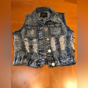 THRILL distressed denim vest